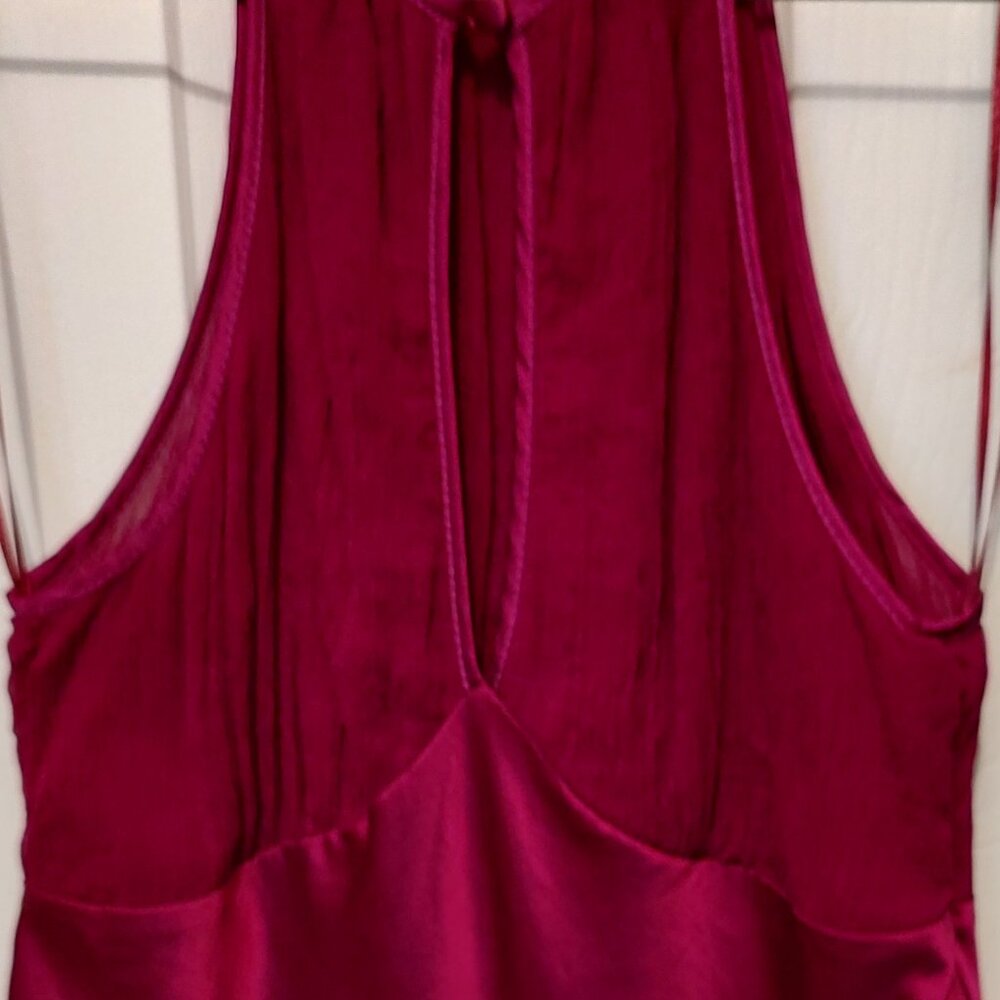 CATHERINE MALANDRINO SILK/COTTON CAMISOLE TWO FABRIC TEXTURES MAGENTA SZ SMALL